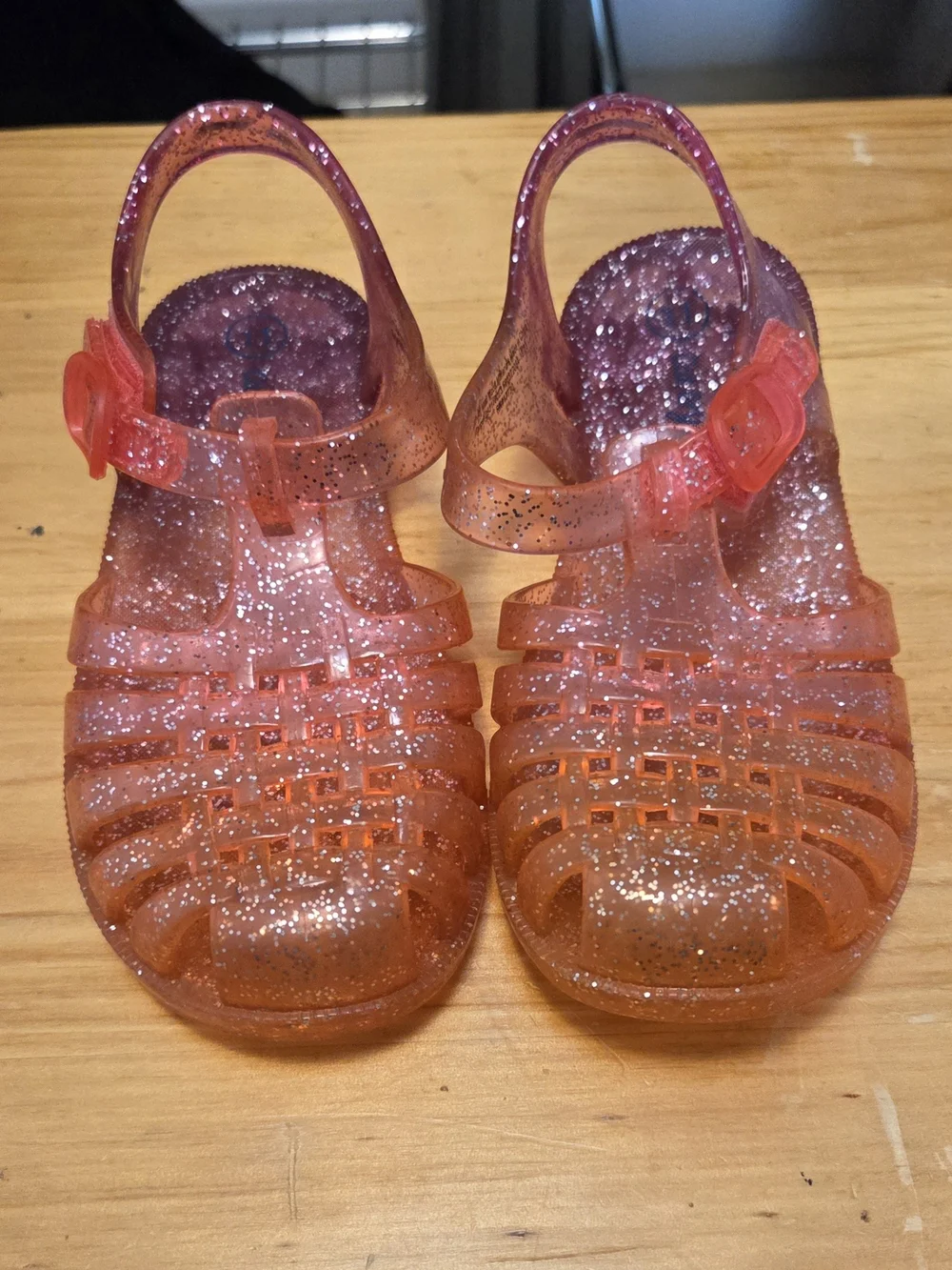 Cat & Jack Glitter Jelly Sandals - Pink Orange